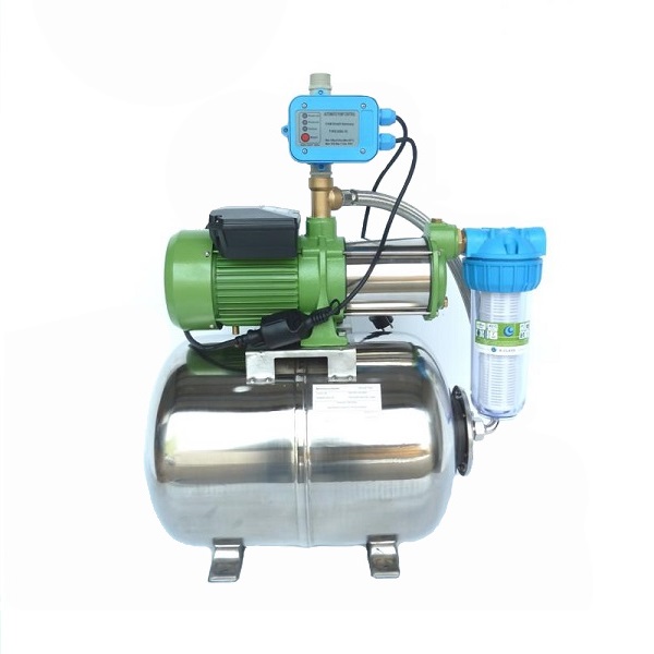 Hauswasserwerk HMC 145 4-SH, Drucktank 100l Edelstahl, DSK 1 C blau, Panzerschlauch 100 cm, Wasserfilter