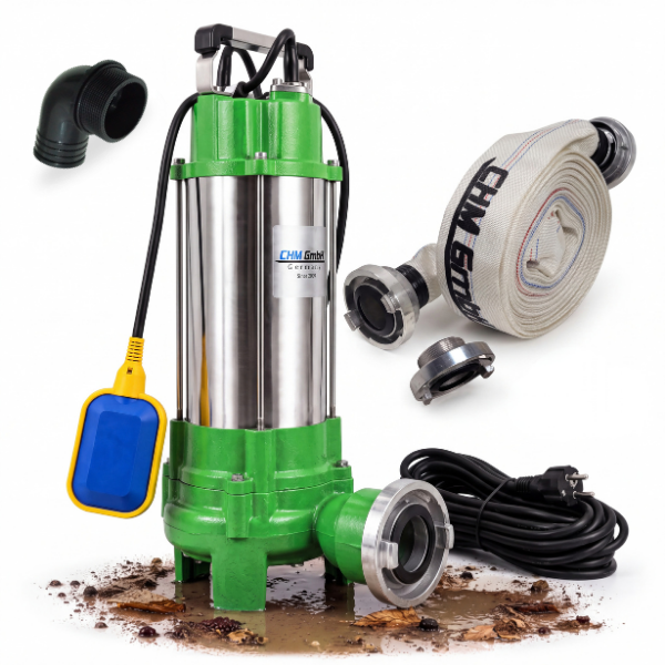 Schmutzwasserpumpe V 2200D F mit  2" C-Schlauch 20m