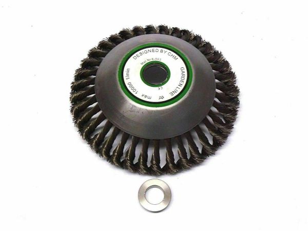 Unkrautbürste gezopft mit Adapterset M 10 und Reduzierring 20 mm