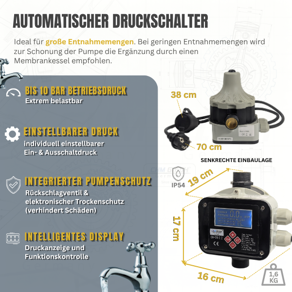 Hauswasserwerk 10 SC 150 L CH20 11 Bar 2,2 Kw