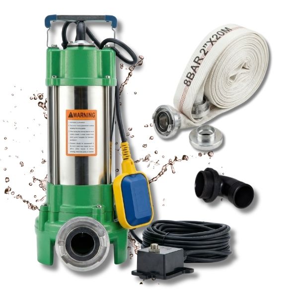 Schmutzwasserpumpe V 750 C mit  2" C-Schlauch 20m