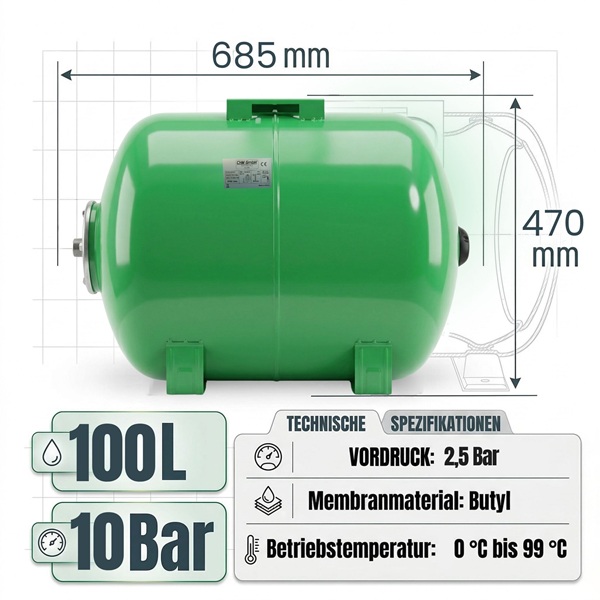 Membrankessel CF100 L Stahl 10 Bar