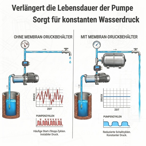 Membrankessel CF 50 L Stahl horizontal max. 8 Bar