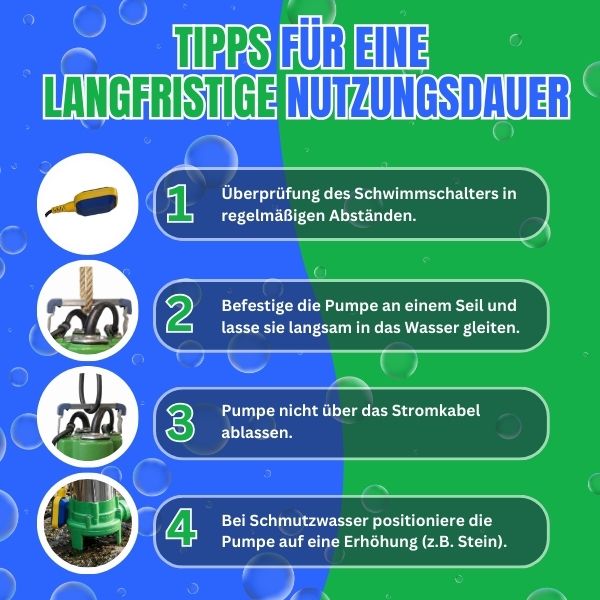 Schmutzwasserpumpe V 1100  mit  2" C-Schlauch 30m