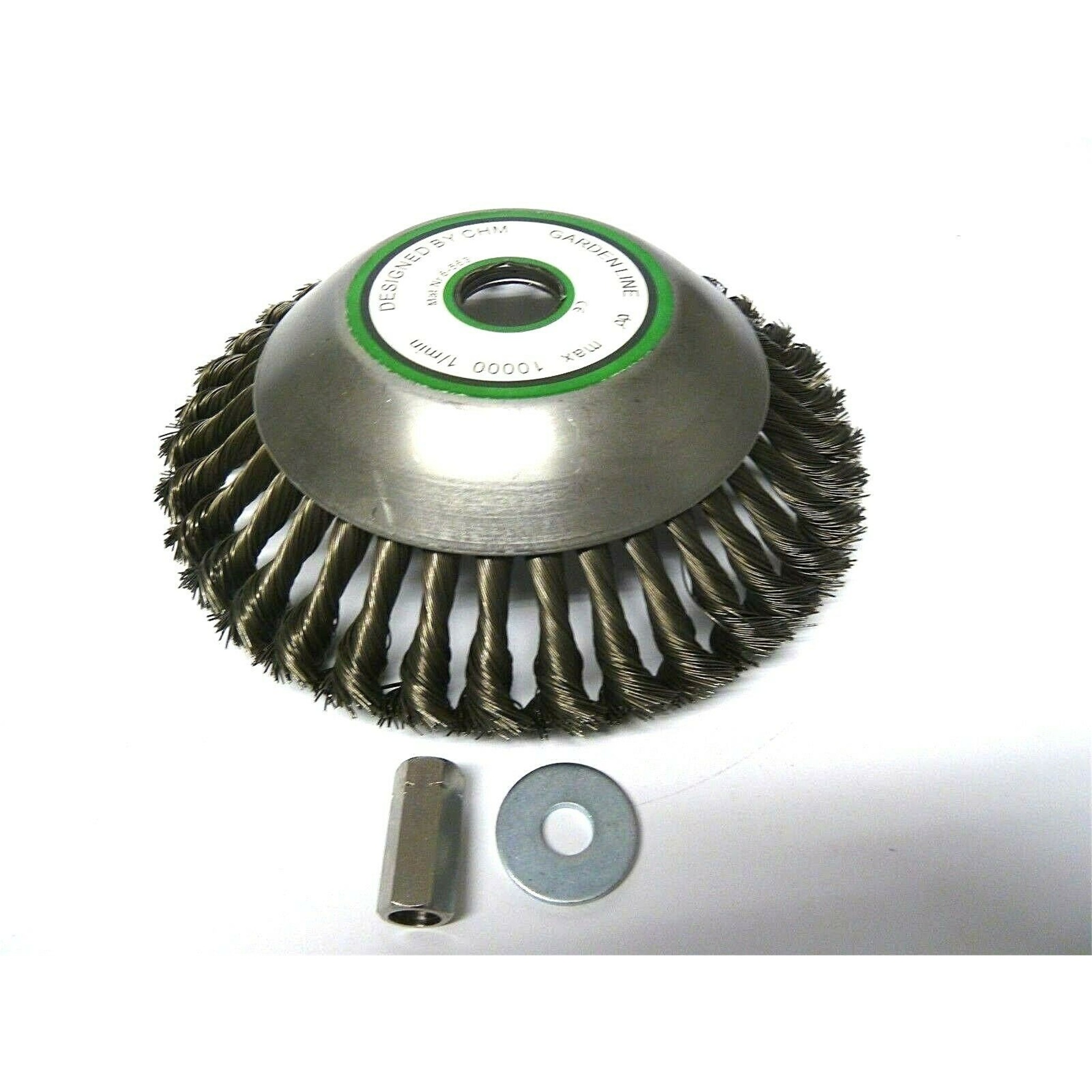 Unkrautbürste gezopft mit Adapterset M 8 und Reduzierring 20 mm