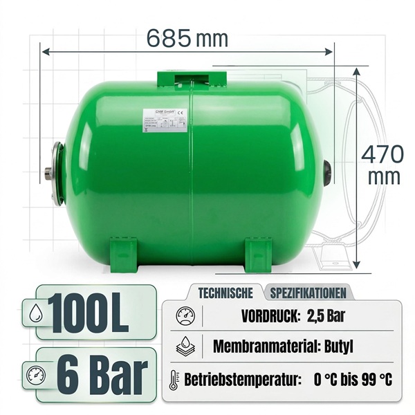 Membrankessel CF100 L Stahl 6 Bar