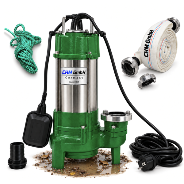 Schmutzwasserpumpe V 750 C mit  2" C-Schlauch 20m