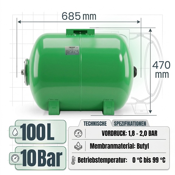Membrankessel CF100 L Stahl 10 Bar