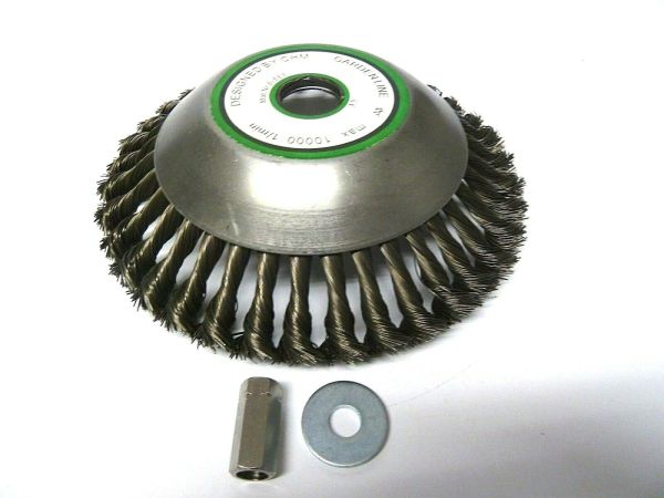 Unkrautbürste gezopft mit Adapterset M 8 und Reduzierring 20 mm