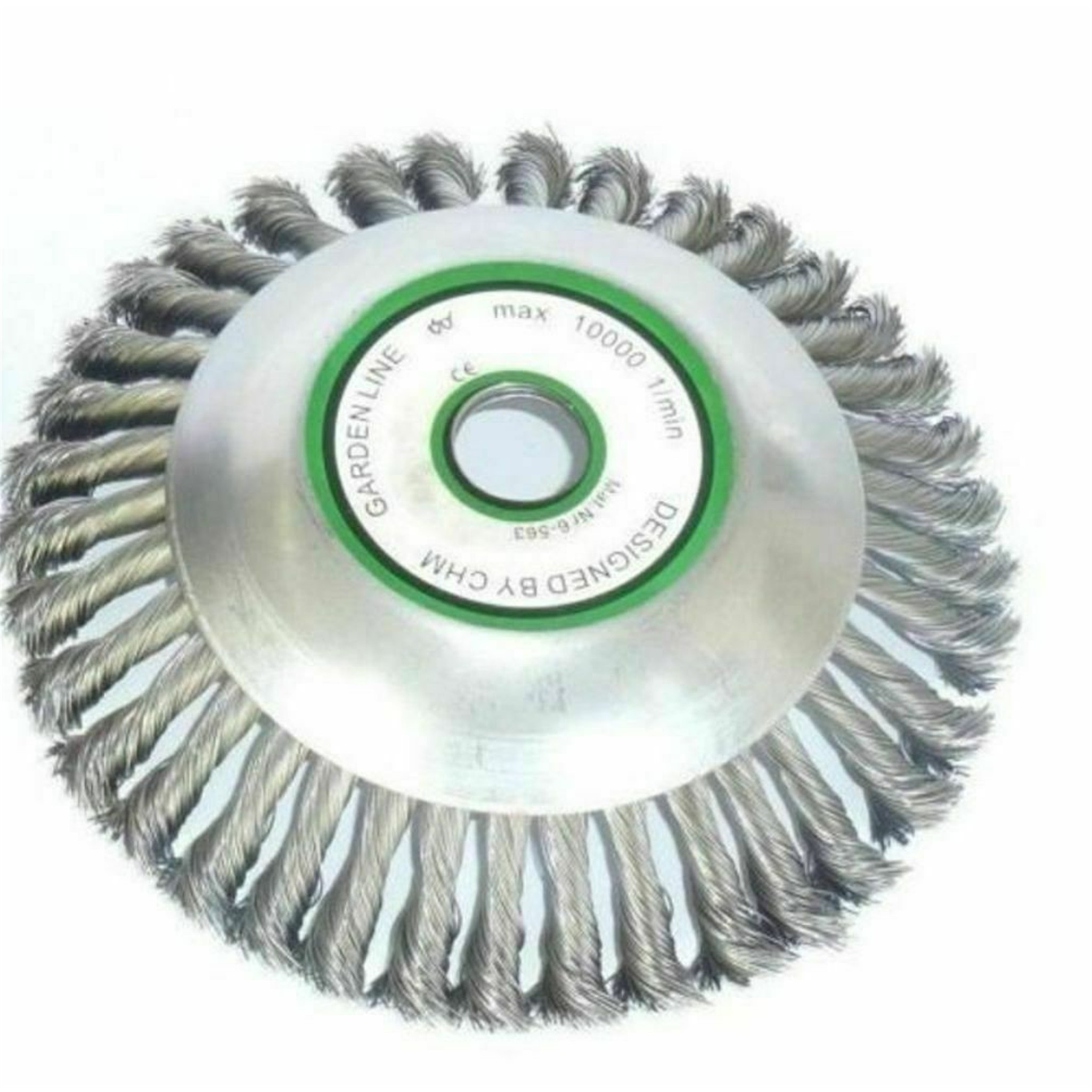 Unkrautbürste gezopft mit Adapterset M 10 und Reduzierring 20 mm