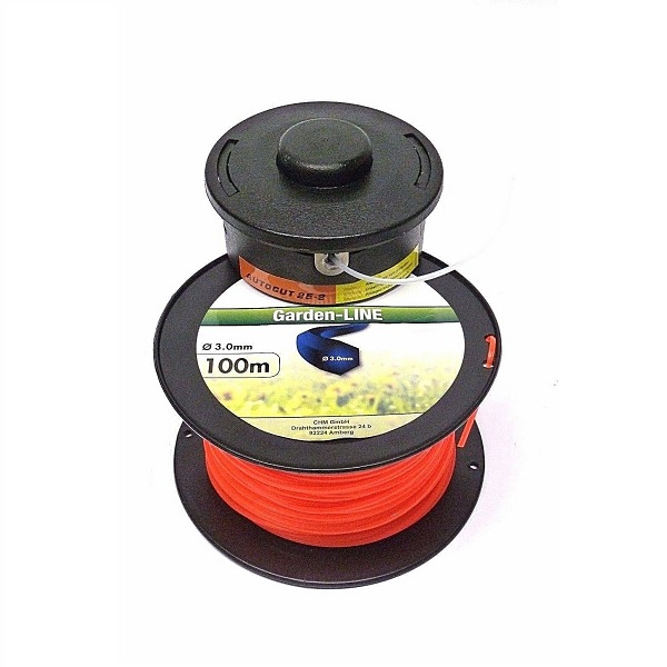 Fadenkopf ZZTH B012 RX521 verstärkt und Ersatzfaden orange 3 mm X 100 m sechskant