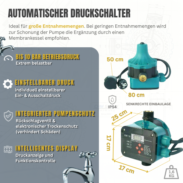 Hauswasserwerk 10 SC 150 L 10 Bar CH20 11 Bar 2,2 Kw