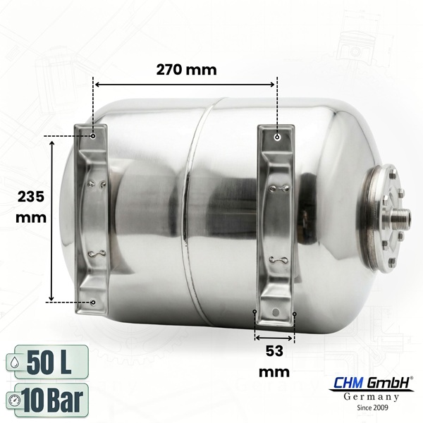 Membrankessel SCF 50 Liter Edelstahl 10 Bar