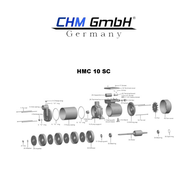 Kreiselpumpe HMC 10 SC 1,25 Zoll,  11 bar  8600 l/h