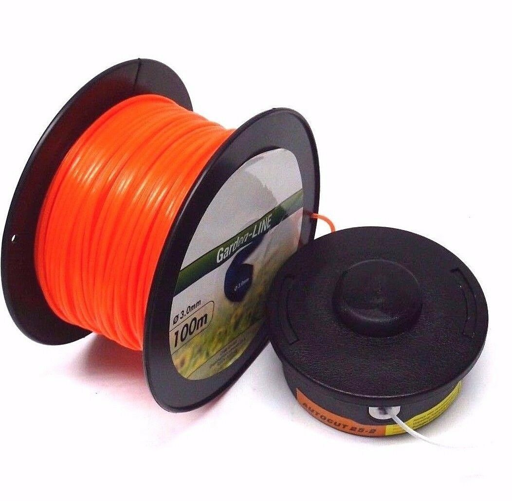 Fadenkopf ZZTH B012 RX521 verstärkt und Ersatzfaden orange 3 mm X 100 m sechskant