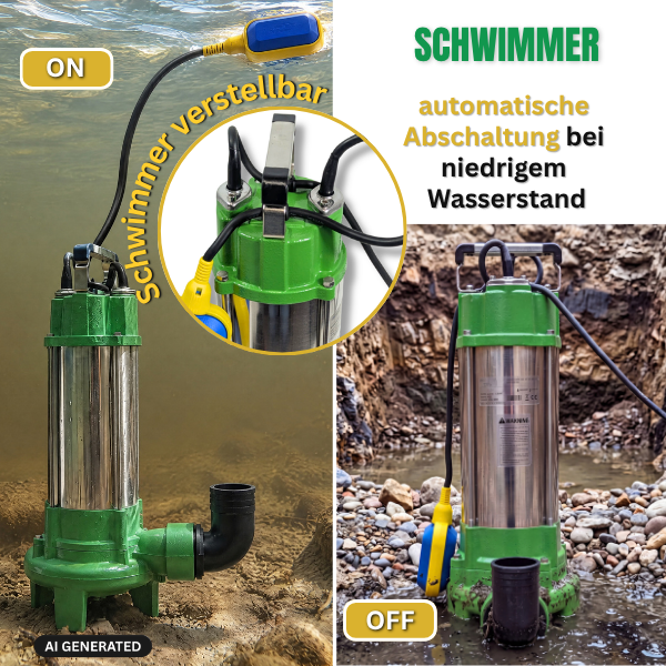 Schmutzwasserpumpe V 1500 C mit  2" C-Schlauch 20m