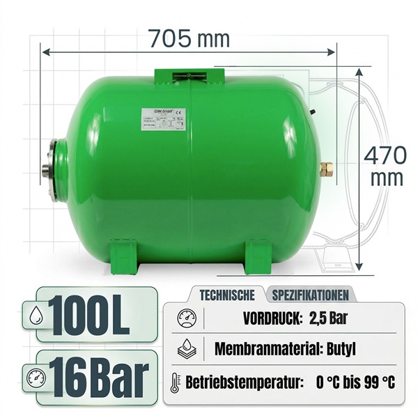Membrankessel NCF 100 Liter Stahl max. 16 Bar