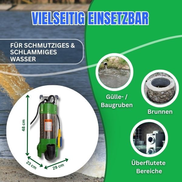 Schmutzwasserpumpe V 1100  mit  2" C-Schlauch 30m