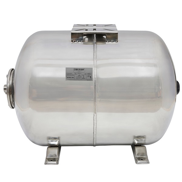 Drucktank 100 l SCF Edelstahl, Druckschalterset und Panzerschlauch 80 cm