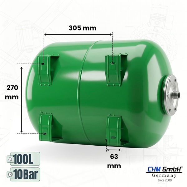 Membrankessel CF100 L Stahl 10 Bar