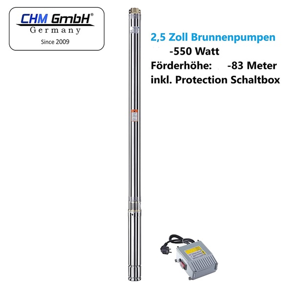 Tiefbrunnenpumpe 65QJD132-0.55, 25 m Kabel