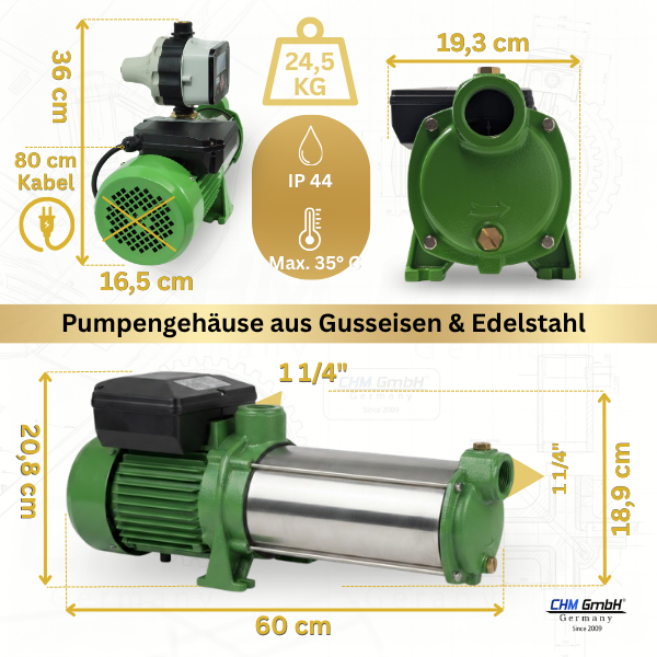 Hauswasserwerk 10 SC 150 L 10 Bar CH18 11 bar 2,2 Kw