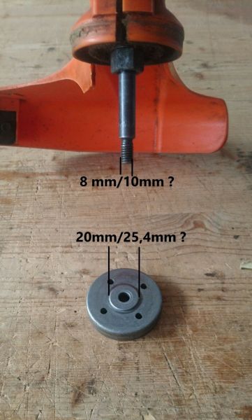 Unkrautbürste gezopft mit Adapterset M 8 und Reduzierring 20 mm