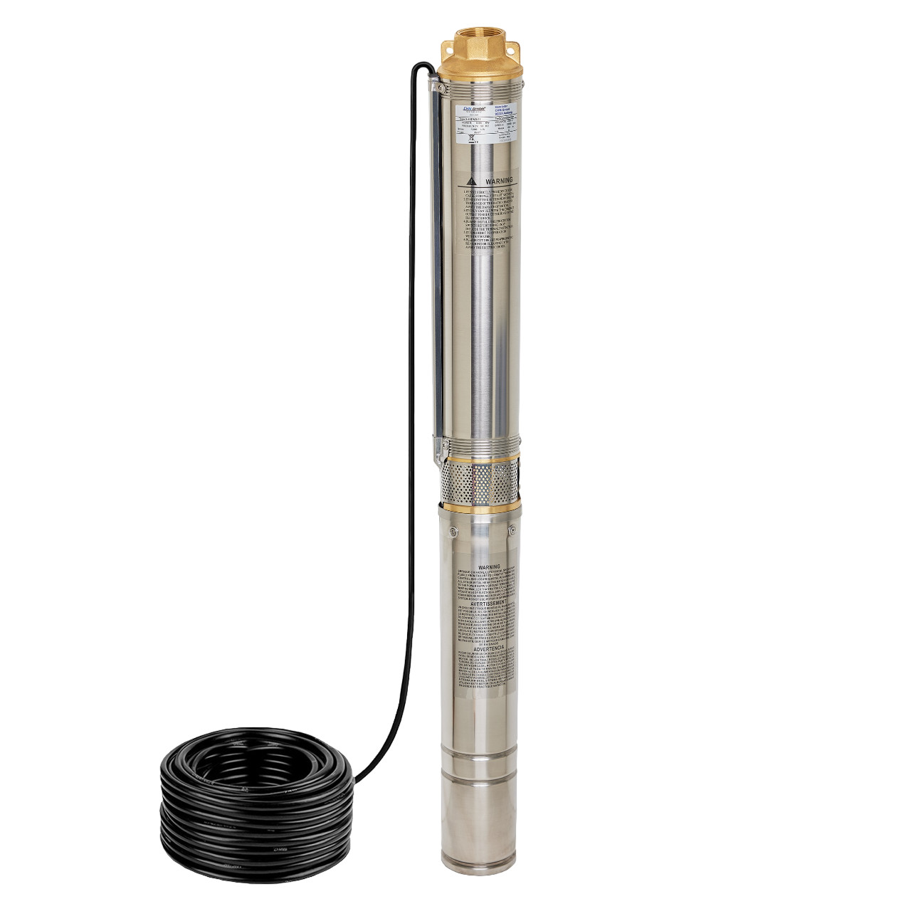 Tiefbrunnenpumpe 3,5" 4800 l/h 6,1 mit Inverter und 24 L Edelstahl Tank