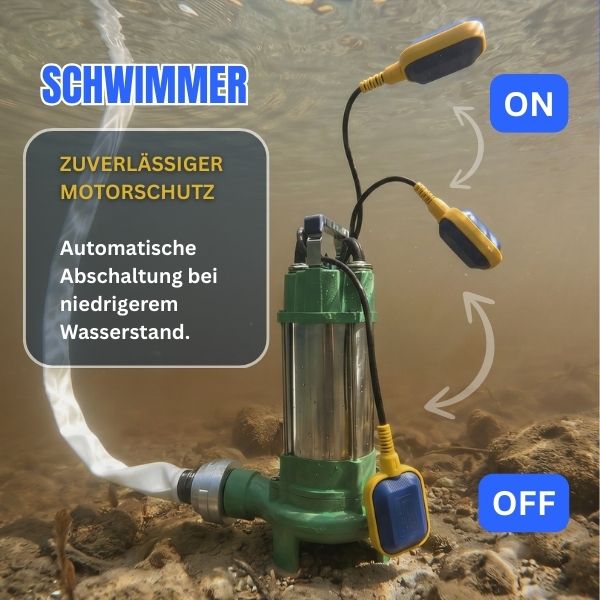Schmutzwasserpumpe V 1100  mit  2" C-Schlauch 30m