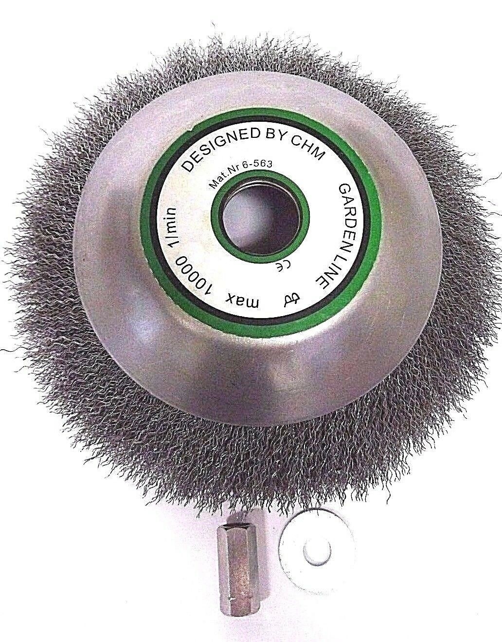 CHM GmbH® Unkrautbürste für STIHL Motorsense 200 x 25,4 mm m. Adapterset für M 10 Gewinde