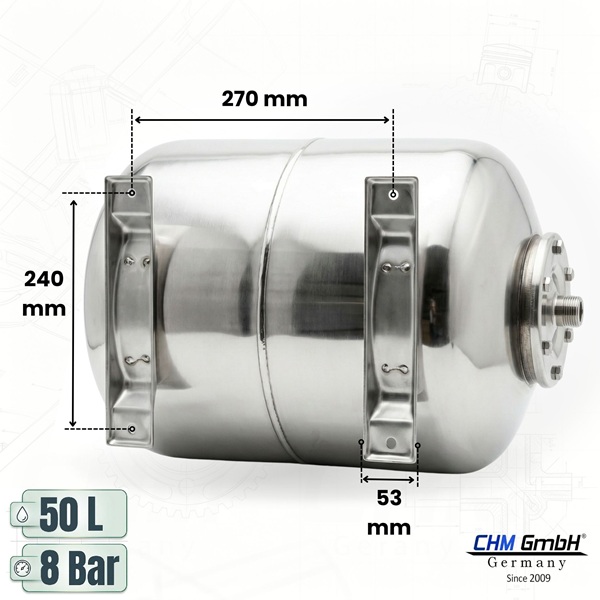 Membrankessel SCF 50 Liter Edelstahl 8 Bar