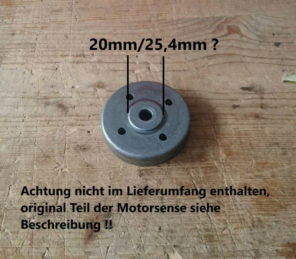 Unkrautbürste gezopft mit Adapterset M 8 und Reduzierring 20 mm