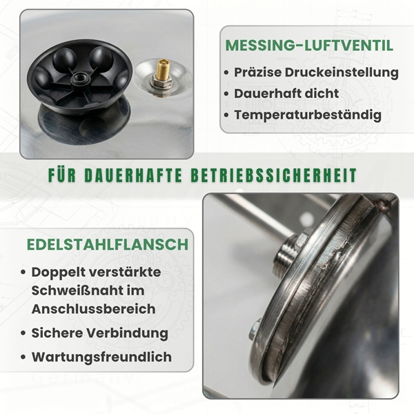 Membrankessel STVT 100 L Edelstahl 8 Bar vertikal