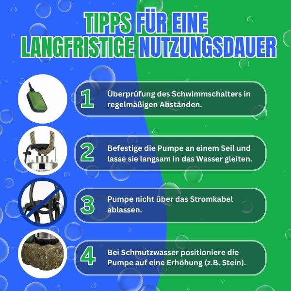 400 Watt Tauchpumpe Flachsaugend Edelstahl mit schwimmschalter Schmutzwasser geeinet