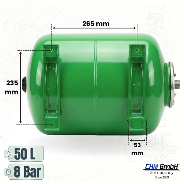 Membrankessel CF 50 L Stahl horizontal max. 8 Bar