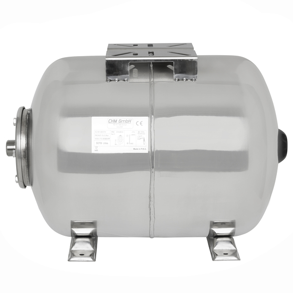 Drucktank 50 l Edelstahl 8 Bar , Druckschalterset und Panzerschlauch 60 cm