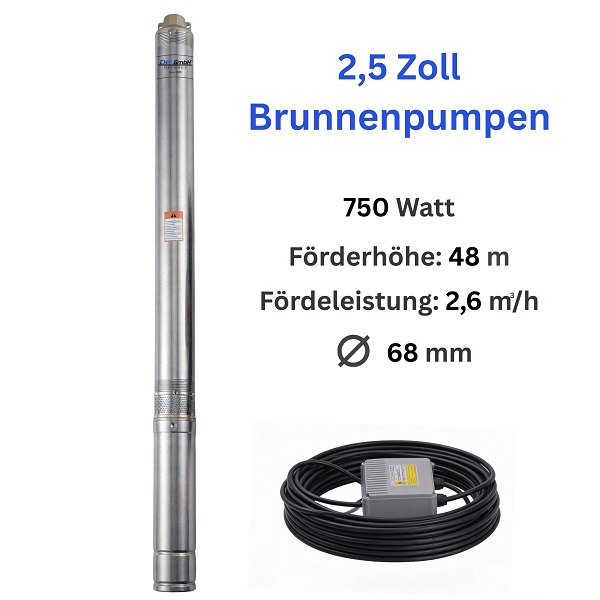 Tiefbrunnenpumpe 65QJD117-0.75 Rida 25 m