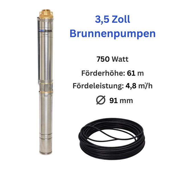 Tiefbrunnenpumpe 3,5 SDM 3/11 750 Watt