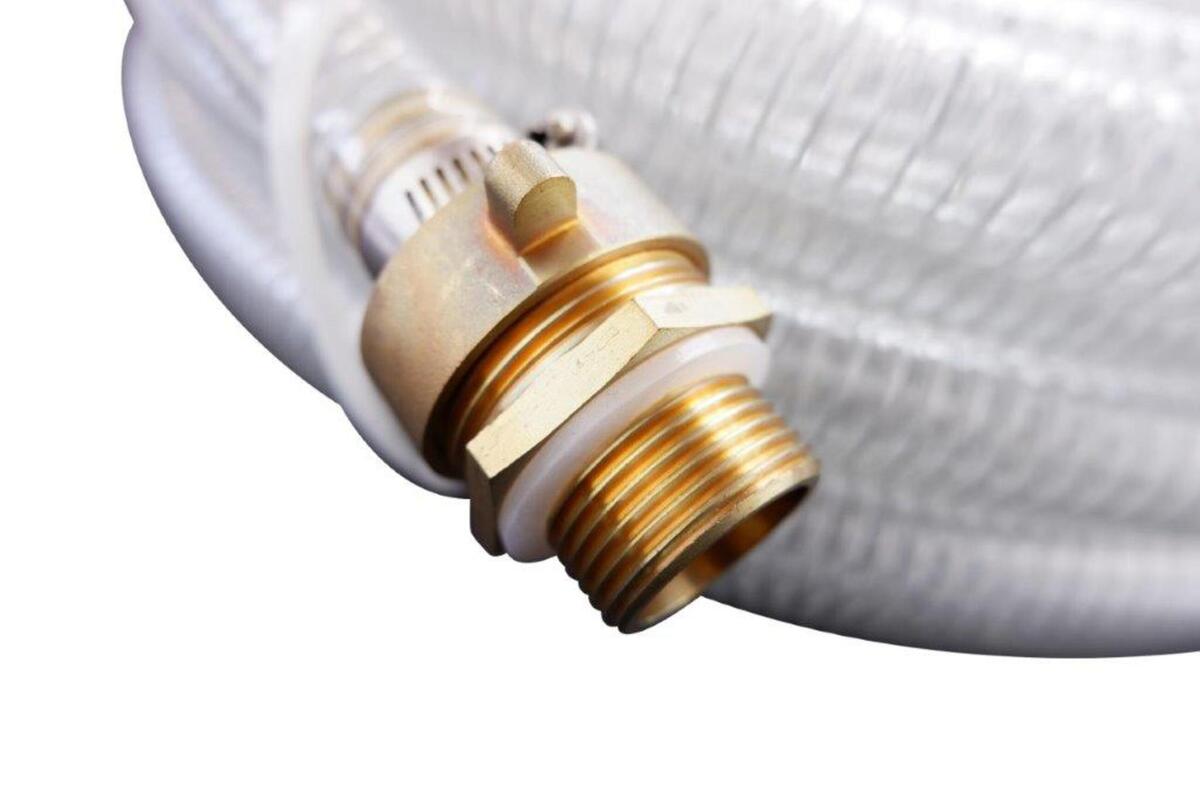 Saugschlauch 1 " transparent, Anschluss Messing, 15 m