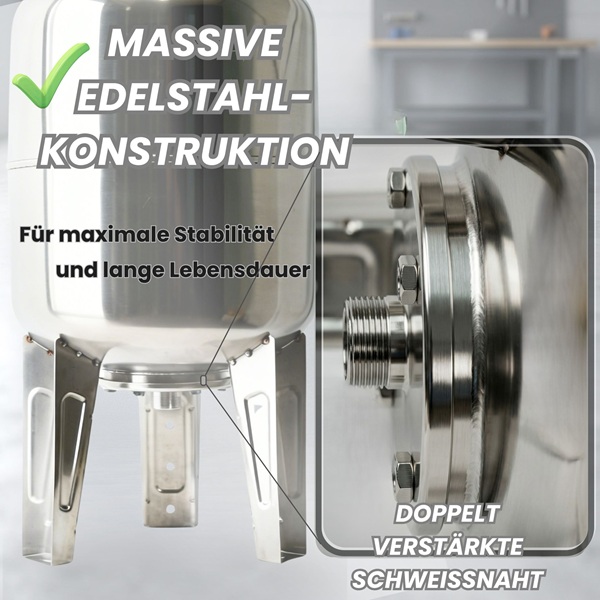 Membrankessel STVT 50 L Edelstahl 8 Bar vertikal