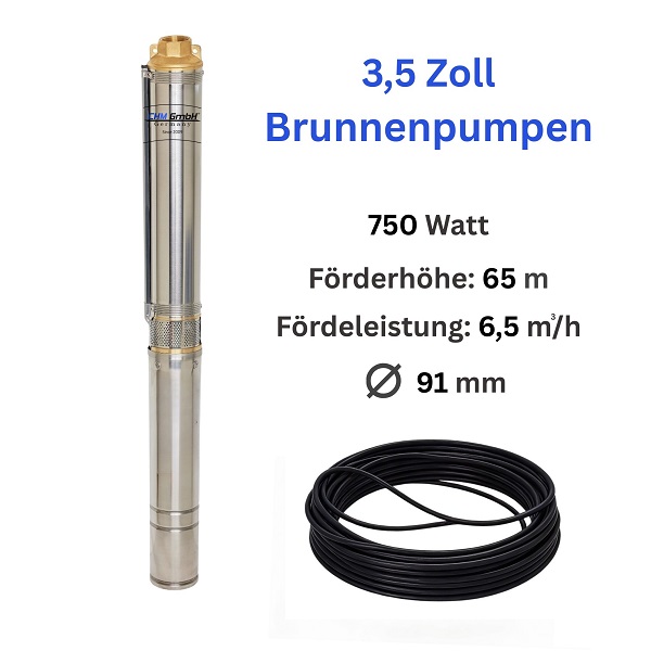 Tiefbrunnenpumpe 3,5 SDM 3/12 750 Watt