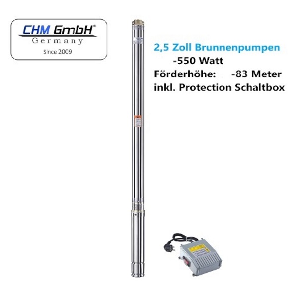 Tiefbrunnenpumpe 65QJD132-0.55, 20 m Kabel