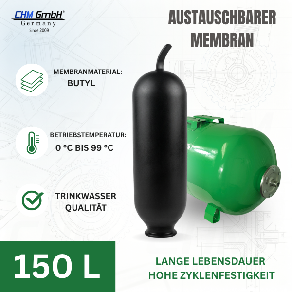 Membrankessel 150 Liter Stahl TY-08 max.10 Bar