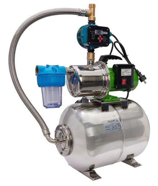 CHM Hauswasserwerk 2100 Watt - 150 Liter Edelstahl Gartenpumpe 7,8 Bar (10.000 L/h)
